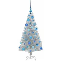 vidaXL Albero di Natale argentato, 120 cm, in PET