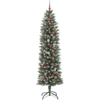vidaXL Albero di Natale artificiale sottile verde e bianco 240 cm