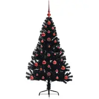 vidaXL Albero di Natale artificiale preilluminato nero 120 cm PVC