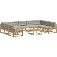 vidaXL Set da salotto da esterno, 10 pezzi, bianco e grigio chiaro