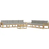 vidaXL Set da salotto da esterno , 9 pezzi, bianco e grigio chiaro, in poliestere