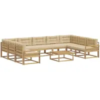 vidaXL Set da salotto da esterno, 10 pezzi, bianco e beige
