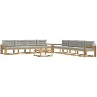 vidaXL Set da salotto da esterno , 9 pezzi, bianco e grigio chiaro, in poliestere