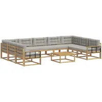 vidaXL Set da salotto da esterno, 10 pezzi, bianco e grigio chiaro
