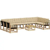 vidaXL Set da salotto da esterno, 11 pezzi, bianco e beige