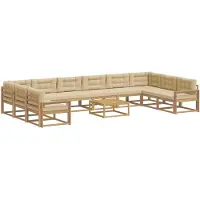vidaXL Set da salotto da esterno, 11 pezzi, bianco e beige