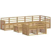 vidaXL Set da salotto da esterno, 9 pezzi, bianco, legno massello di acacia