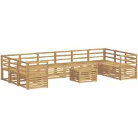 vidaXL Set da salotto da esterno , 11 pezzi, bianco, legno massello di acacia