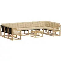 vidaXL Set da salotto da esterno, 11 pezzi, bianco e beige
