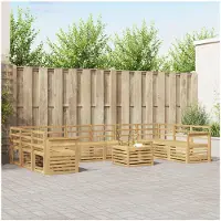 vidaXL Set da salotto da esterno , 11 pezzi, bianco, legno massello di acacia