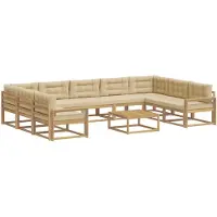 vidaXL Set da salotto da esterno, 10 pezzi, bianco e beige