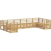 vidaXL Set da salotto da esterno, 10 pezzi, bianco, legno massello di acacia
