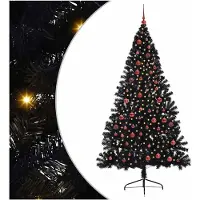 vidaXL Albero di Natale artificiale preilluminato nero 210 cm PVC