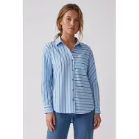 Scotch & Soda Oversized Shirt Cerulean Multi Pinstripe Taglia: M | Maglie a manica lunga Outlet | Donna | Blu