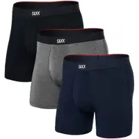 Saxx - Set da 3 boxer traspiranti - Vibe Xtra Soft Comfort BB Fly 3pk Black/Dark Grey Heather/Navy per Uomo - Taglia L