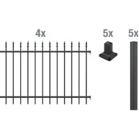 Alberts 510848, set completo per recinzione, da montare, colore nero opaco, altezza 100 cm, lunghezza 8 metri