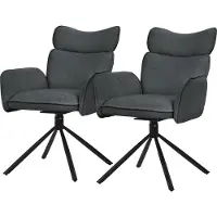 ML-Design set di 2 sedie da sala da pranzo girevoli in tessuto antracite sedia da soggiorno con schienale e bracciolo sedia girevole a 360° gambe in metallo poltrona ergonomica
