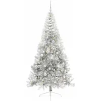 vidaXL Albero di Natale artificiale preilluminato argento 210 cm PET