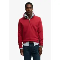 Superdry per uomo. M2014535A Felpa Essential Pique con mezza zip, rossa (XXL), Rosso, Casual, Cotone