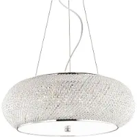 Ideal Lux Lampada a sospensione Pasha, cromata/trasparente, Ø 55 cm, vetro