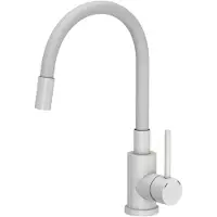 Quadron MAGGIE Miscelatore da cucina Steinsteel con bocca flessibile VERYWHITE MAT - bianco opaco