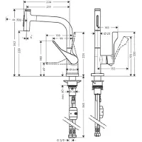 Axor hansgrohe SPT 230 Se Citterio a 2 getti con doccetta estraibile, nichel spazzolato
