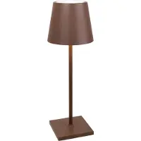 Zafferano Poldina L Desk Lampada a batteria IP54 in acciaio Corten