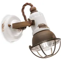 FERROLUCE Applique C1675/1, bianco/ruggine, ceramica, altezza 18 cm, E14