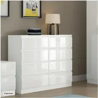 HTI Credenza Kenji 8 cassetti bianco lucido