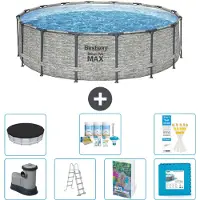 Bestway Piscina gonfiabile Steel Pro MAX, rotonda, 488x122 cm, composta da 6 parti, modello S536