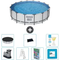 Bestway Steel Pro MAX, piscina in acciaio, forma rotonda, dimensioni 488x122 cm, composta da 6 parti, modello S621