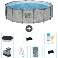 Bestway Piscina gonfiabile Steel Pro MAX, rotonda, 488x122 cm, composta da 6 parti, modello S562
