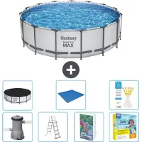 Bestway Piscina gonfiabile Steel Pro MAX, rotonda, 488x122 cm, composta da 6 parti, modello S546