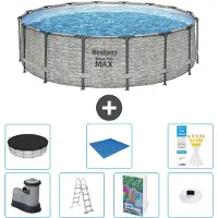 Bestway Piscina gonfiabile Steel Pro MAX, rotonda, 488x122 cm, composta da 6 parti, modello S596