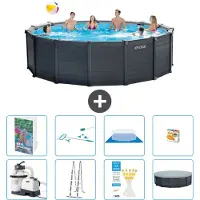 Intex Pannello per piscina in grafite, modello Rund - 478x124 cm - composto da 7 elementi, codice S647