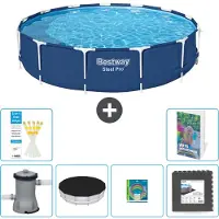Bestway Piscina gonfiabile Steel Pro, rotonda, dimensioni 396x84 cm, composta da 5 parti, modello S317