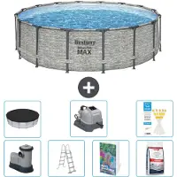 Bestway Steel Pro MAX, piscina in acciaio, forma rotonda, dimensioni 488x122 cm, composta da 6 parti, modello S649