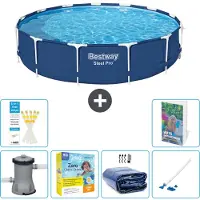 Bestway Piscina gonfiabile Steel Pro, rotonda, dimensioni 396x84 cm, composta da 5 parti, modello S196