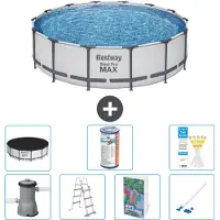 Bestway Steel Pro MAX, piscina in acciaio, forma rotonda, dimensioni 427x122 cm, composta da 6 parti, modello S549