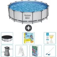 Bestway Steel Pro MAX, piscina in acciaio, forma rotonda, dimensioni 488x122 cm, composta da 6 parti, modello S544
