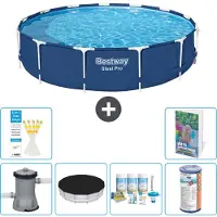 Bestway Piscina gonfiabile Steel Pro, rotonda, dimensioni 396x84 cm, composta da 5 parti, modello S208