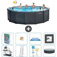 Intex Pannello per piscina in grafite, modello Rund - 478x124 cm - composto da 7 elementi, serie S525