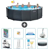Intex Pannello per piscina in grafite, modello Rund - 478x124 cm - composto da 7 elementi, serie S590