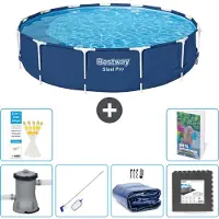 Bestway Piscina gonfiabile Steel Pro, rotonda, dimensioni 396x84 cm, composta da 5 parti, modello S217