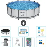 Bestway Steel Pro MAX, piscina in acciaio, forma rotonda, dimensioni 488x122 cm, composta da 6 parti, modello S548
