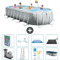 Intex Piscina fuori terra ovale "Prism Frame" - 610x305x122 cm - Kit composto da 7 elementi - Modello S583