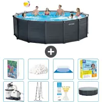 Intex Pannello per piscina in grafite, modello Rund - 478x124 cm - composto da 7 elementi, codice S597