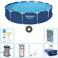 Bestway Piscina gonfiabile Steel Pro, rotonda, dimensioni 396x84 cm, composta da 5 parti, modello S194