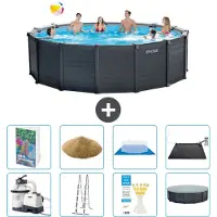 Intex Pannello per piscina in grafite, modello Rund - 478x124 cm - composto da 7 elementi, codice S591