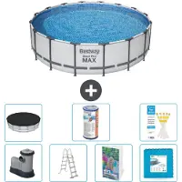 Bestway Piscina gonfiabile Steel Pro MAX, rotonda, 488x122 cm, composta da 6 parti, modello S602